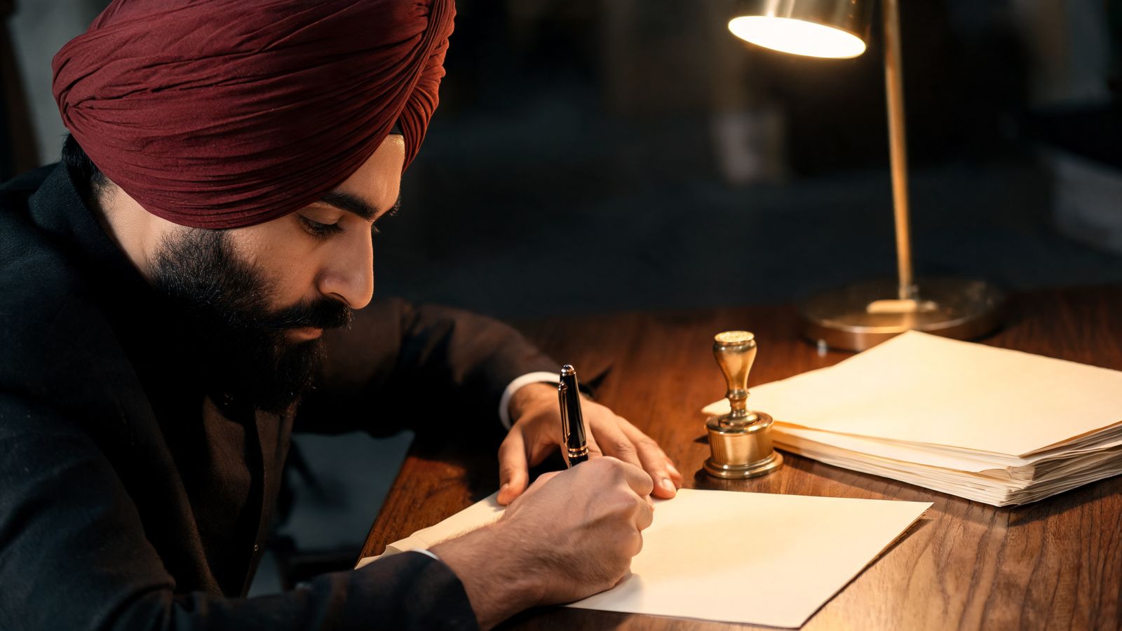 Signing incorporation paperwork with a fountain pen and brass seal